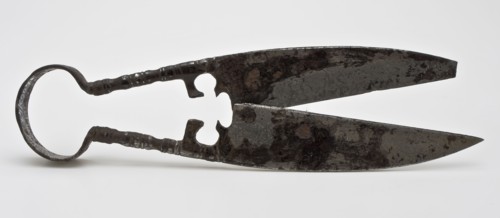 Pinch cutter with decorated legs and curved blades, pinch cutter scissor cutting tool soil find iron metal, forged Pinch cutter