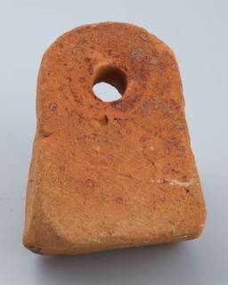 Red earthenware reinforcement, triangular with round head and hole, net reinforcement weighting soil find ceramic earthenware