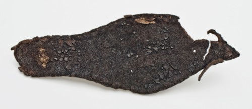 Sole of pointy leather children's shoe with stitching along edges, sole shoe footwear children's clothing part of the baseline