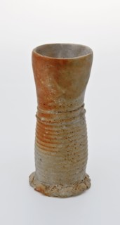 Stoneware cup on pinched foot, cup drinking utensils tableware holder soil find ceramic stoneware, hand turned baked stoneware