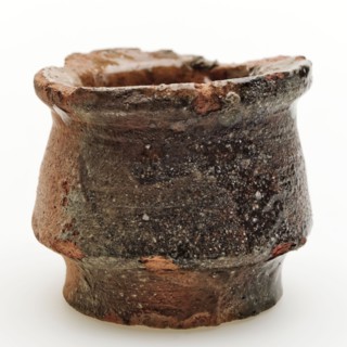 Pottery ointment jar, tapered model with narrowing above the foot, ointment jar pot holder soil find ceramic earthenware glaze