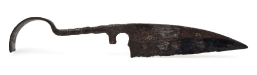 Half of squeeze shear, pinch scissors cutting tool soil find iron metal, archeology Rotterdam City triangle Schielandshuis