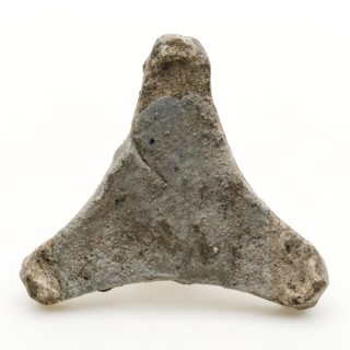 With light blue glaze, soil found ceramic earthenware glaze leadglaze, w 9.7 mold formed baked yellow shard triangular