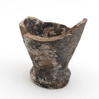 Earthenware lead white pot, unglazed, conical, on stand foot, lead white pot pot holder soil find ceramic pottery, hand-turned