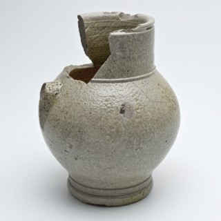 Stoneware jug, ball model with cylindrical neck, gray glazed, jug soil find ceramic earthenware glaze salt glaze, hand turned