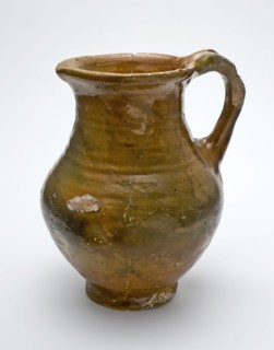 Pottery jug be glazed with ear and spout, protruding neck edge, water jug crockery holder soil find ceramic earthenware glaze