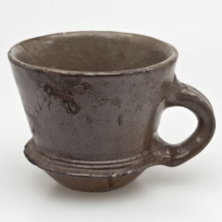 Stoneware head with sloping sidewall and collar above the foot, ear, cup cup crockery holder soil find ceramic stoneware glaze