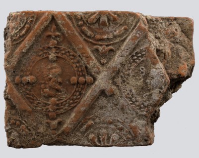 Hearthstone, from Antwerp Belgium, without frame, with male and female head, hearth fireplace component earth finding ceramics