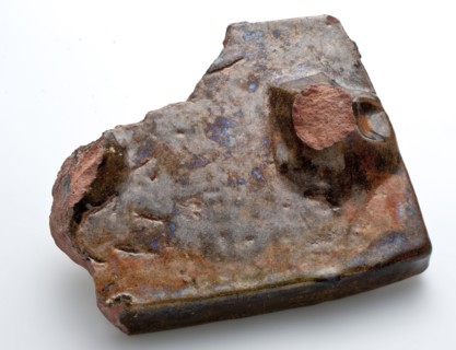 Fragment of earthenware iron, iron, red shard, glazed, ironing stone iron fragment soil found ceramic earthenware glaze lead
