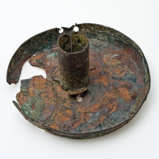 Copper sconce, candle holder, sconce candlestick lighting means soil find copper metal, tray 11.0 whipped shaped riveted Copper