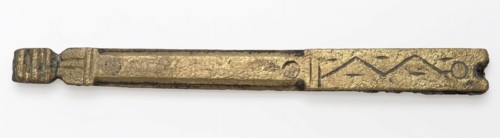 Fragment of book fittings, ornamental fitting book fitting soil found brass metal, cast engraved riveted Yellow copper metal rod