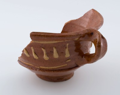 Earthenware pap bowl with silt decoration on stand ring, pinched ear, porcelain crockery holder soil find ceramic earthenware