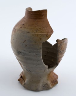 Fragment stoneware jug on pinched foot, salt glaze, jug holder soil find ceramic stoneware glaze salt glaze, hand-turned glazed