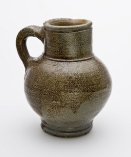 Stoneware pot jug, armored glaze, round ball shape with cylindrical neck, jug crockery holder soil find ceramic stoneware clay