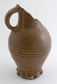Dark brown stoneware jug be pinched, jug crockery holder soil find ceramic stoneware clay engobe glaze salt glaze, hand turned