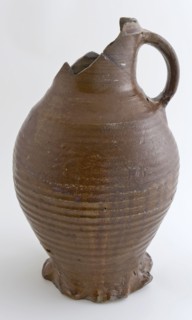Dark brown stoneware jug be fitted with pinched foot and sloping neck edge, water jug jug holder soil find ceramic stoneware