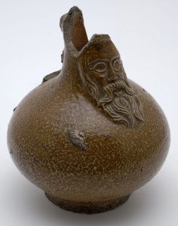 Brown Bartmann jug jug small and stocky model, Bartmann juggejug tableware holder soil find ceramic stoneware clay engobe glaze