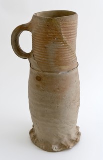 Stoneware jug be tied down with profiled edge at the bottom of the neck, jug crockery holder soil find ceramic stoneware, hand