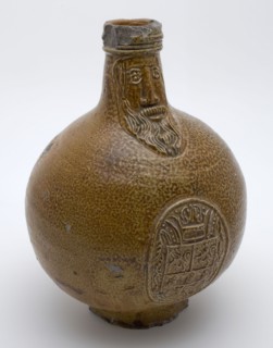 Brown Bartmann jug, also called Bellarmine jug, jug with beard mask medallion with crowned coat of arms, Bartmann jug crockery