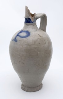Stoneware mineral pitcher on pinched foot, arched model, marked on the shoulder, mineral pitcher pitcher pitcher holder soil