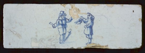 Border tile, double child's play, tipping or clinckaert, edge tile wall tile tile sculpture ceramic earthenware glaze, baked 2x