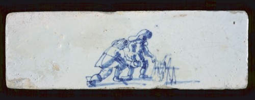 Border tile, double child's play, skittles, edge tile wall tile tile sculpture soil find ceramic pottery glaze, baked 2x glazed
