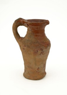 Pottery jug from the sugar industry, syrup jug, jug crockery holder soil find ceramic earthenware glaze lead glaze, hand-turned