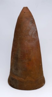 Earthenware cone, unglazed, without foot, ending in point with hole, cone hopper pot holder soil find ceramic pottery, hand