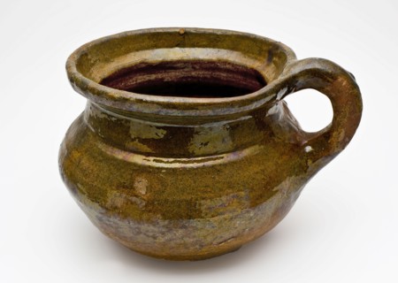 Earthenware roompo, belly model with brown green glaze, stand with high soul, pot holder sanitary soil find ceramics earthenware