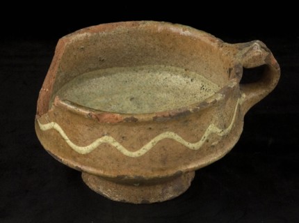 Pottery test on stand ring, tapered with straight upper edge and sludge decoration, test fire test heating soil finding ceramics