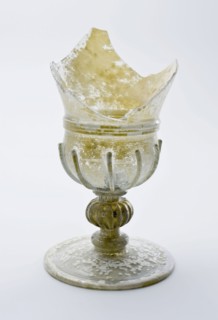 Fragment of foot, stem and part of chalice of chalice in Facon de Venise style, wine glass drinking glass drinkware tableware