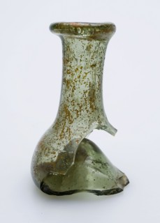 Fragment of round-bellied medicine Bottle, medicine bottle bottle holder soil find glass, free blown and shaped Small, medicine