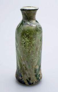 Medicine Bottle, medicine bottle bottle holder soil find glass, free blown and shaped Small (medicine?) Bottle in clear light