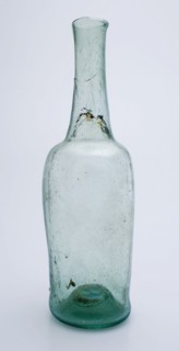 Cylindrical bottle, medicine bottle? bottle holder soil find glass, free blown and molded in mold blown Cylindrical, medicine