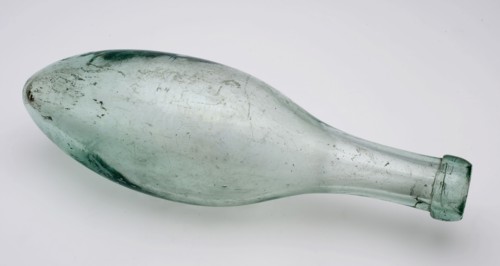 Mineral water bottle, 'Hamilton', bottle holder soil found glass, in blown glass application Mineral water bottle, thick