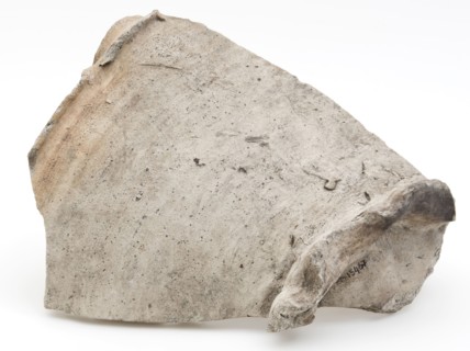 Fragment stoneware dish with pouring clip on squeeze foot, bowl crockery holder soil find ceramic stoneware, hand-turned fried
