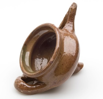 Fragment of pottery, snot nose, oil lamp with ear and spout, snot-nose oil lamp lamp lighting fixture soil find ceramic