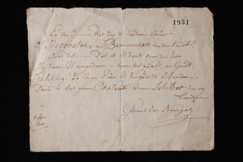 poet: Gerard van Nijmegen, Handwritten speech, held by the painter Gerard van Nijmegen at meeting of the Teekengenootschap.