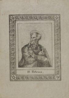 Voorn Boers, Prayer for Antonius Boogaerts, with black and white image of Peter on the front, prayer print print footage