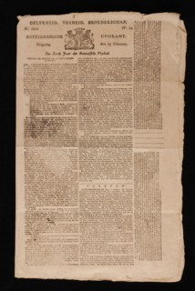 Reinier Arrenberg, Rotterdamsche Courant, No. 24, Tuesday, February 25, 1800, newspaper information form paper, printed