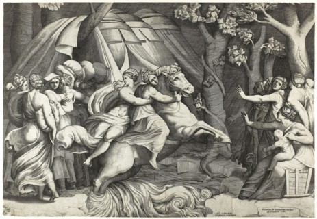 Cloelia Crossing the Tiber, c. 1540, Giulio di Antonio Bonasone (Italian, about 1510–after 1576),