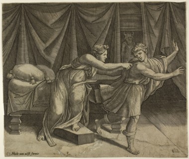Joseph and Potipher’s Wife, n.d., Marcantonio Raimondi (Italian, c. 1480-1534), after Raffaello