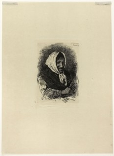 Old Woman Facing Right, 1874, Antonio Piccinni, Italian, 1846-1920, Italy, Etching in black on