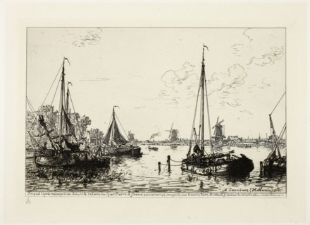 At Zaandam, 1877, Maxime Lalanne, French, 1827-1886, France, Etching and drypoint on ivory China