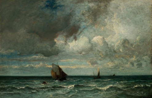 Barks Fleeing Before the Storm, 1870/75, Jules Dupré, French, 1811-1889, France, Oil on canvas, 56