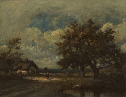 The Cottage by the Roadside, Stormy Sky, c. 1860, Jules Dupré, French, 1811-1889, France, Oil on