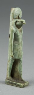 Amulet of Re-Horakhty, Late Period–Ptolemaic Period (664–30 BC), Egyptian, Egypt, Faience, 7.8 × 1