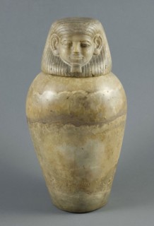 Canopic Jar with Human Head Lid, Middle Kingdom, Dynasty 12 (about 1985–1773 BC), Egyptian, Egypt,