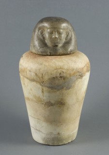 Canopic Jar with Human Head Lid, Middle Kingdom, Dynasty 12 (about 1985–1773 BC), Egyptian, Egypt,