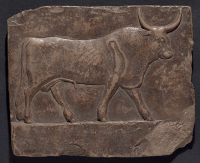 Relief of a Bull, Early Ptolemaic Period, about 300 BC, Egyptian, Egypt, Limestone, 18.1 × 14.6 × 1